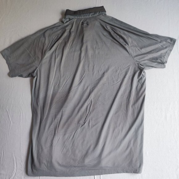 Under Armour Golf shirt men's size XL grey stripes pattern HeatGear loose fit - Picture 3 of 12